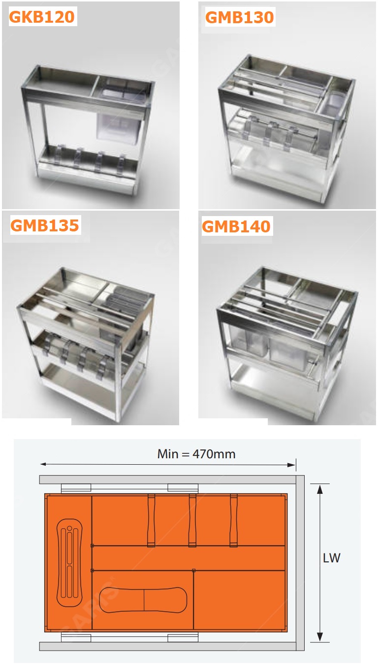 Gi&aacute; dao thớt, gia vị, chai lọ Inox hộp GARIS GKB120 GMB130 GMB135 GMB140